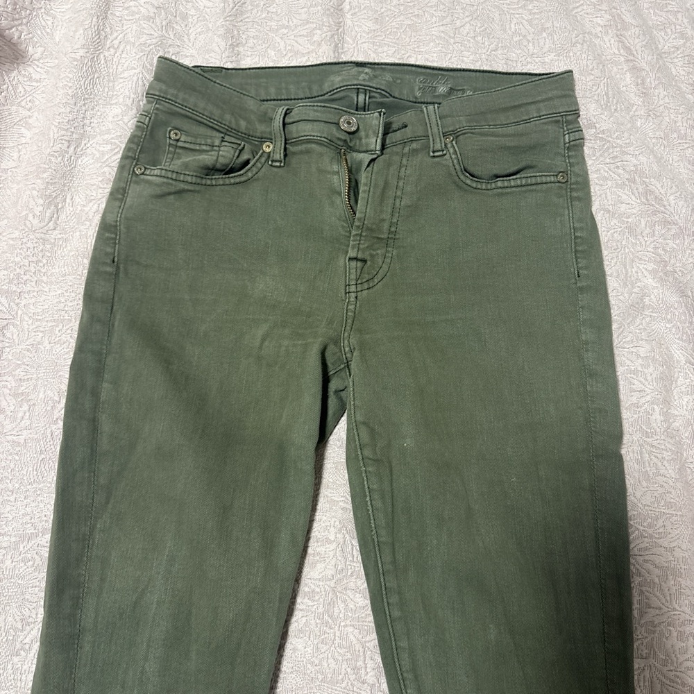 7 For All Mankind Green Skinny Jeans